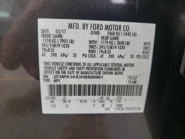 Photo 10 from auction – 2017 FORD EDGE TITAN with VIN 2FMPK3K83HBB86961