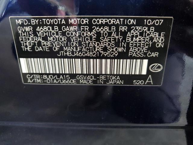 Photo 10 from auction – 2008 LEXUS ES 350 with VIN JTHBJ46G482179529