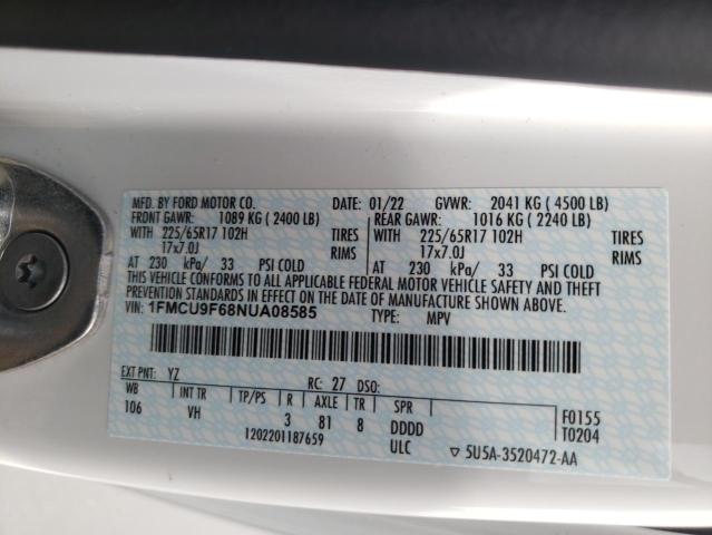 Photo 10 from auction – 2022 FORD ESCAPE S with VIN 1FMCU9F68NUA08585
