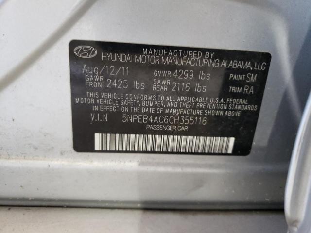 Photo 10 from auction – 2012 HYUNDAI SONATA GLS with VIN 5NPEB4AC6CH355116