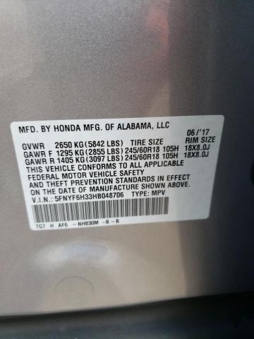 Photo 10 from auction – 2017 HONDA PILOT EX with VIN 5FNYF6H33HB048706