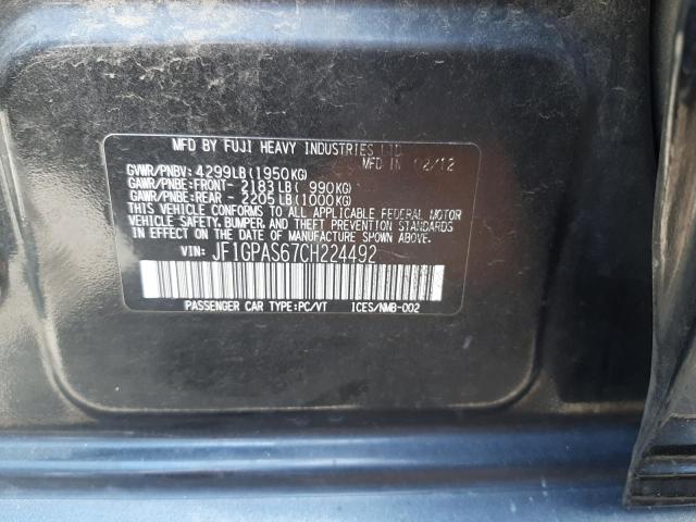 Photo 10 from auction – 2012 SUBARU IMPREZA SP with VIN JF1GPAS67CH224492