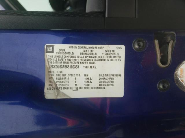 Photo 10 from auction – 2006 PONTIAC TORRENT with VIN 2CKDL63F866100383