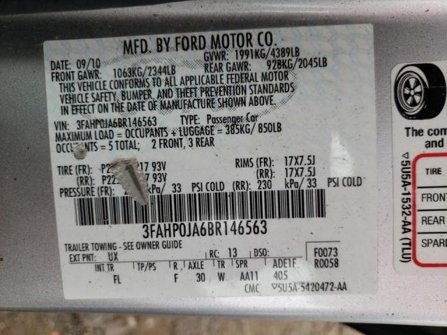 Photo 10 from auction – 2011 FORD FUSION SEL with VIN 3FAHP0JA6BR146563