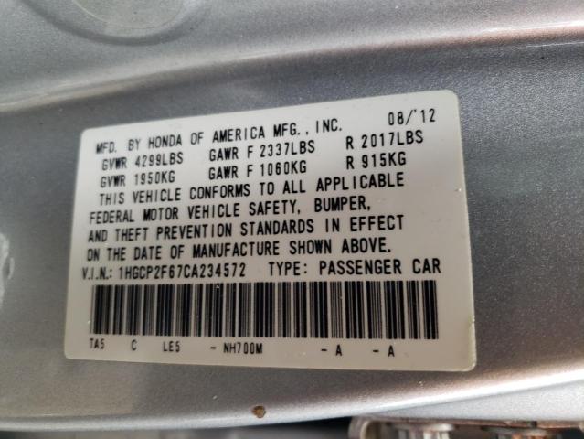 Photo 10 from auction – 2012 HONDA ACCORD SE with VIN 1HGCP2F67CA234572