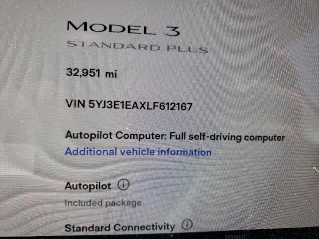 Photo 8 from auction – 2020 TESLA MODEL 3 with VIN 5YJ3E1EAXLF612167