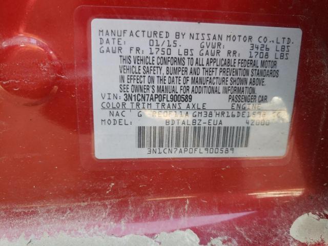 Photo 10 from auction – 2015 NISSAN VERSA S with VIN 3N1CN7AP0FL900589