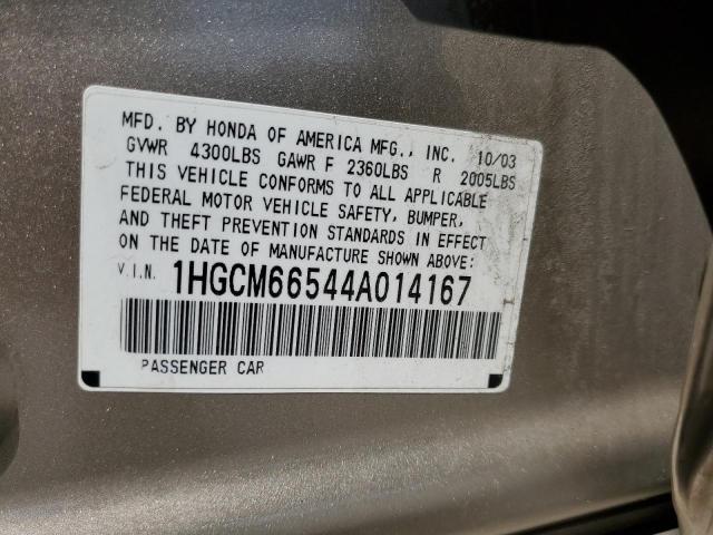 Photo 10 from auction – 2004 HONDA ACCORD EX with VIN 1HGCM66544A014167