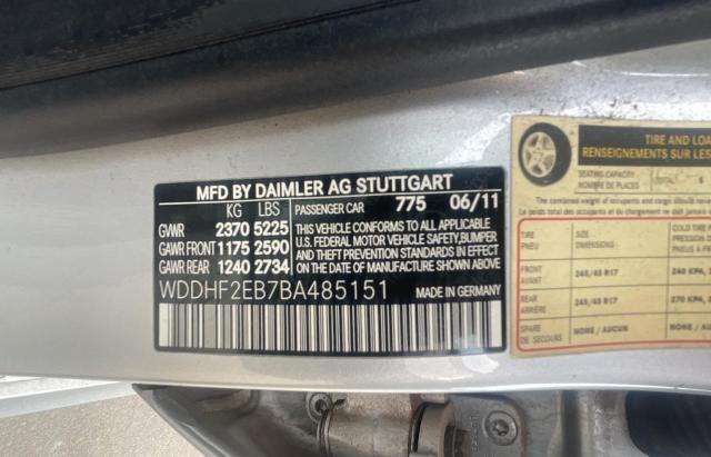 Photo 10 from auction – 2011 MERCEDES-BENZ E 350 BLUE with VIN WDDHF2EB7BA485151