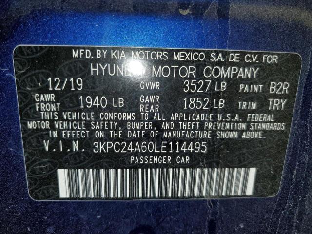 Photo 10 from auction – 2020 HYUNDAI ACCENT SE with VIN 3KPC24A60LE114495
