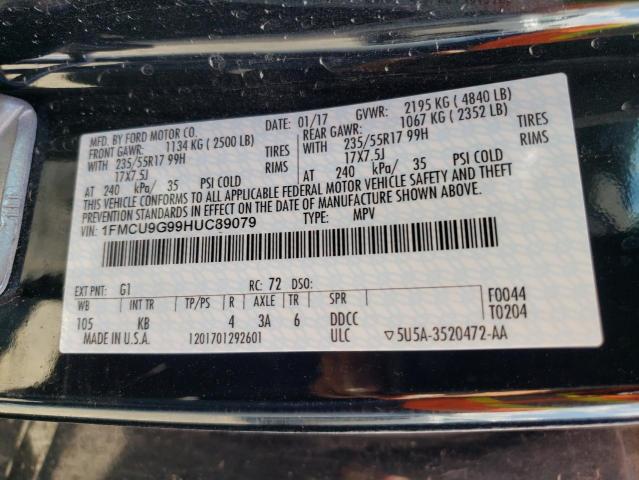 Photo 10 from auction – 2017 FORD ESCAPE SE with VIN 1FMCU9G99HUC89079