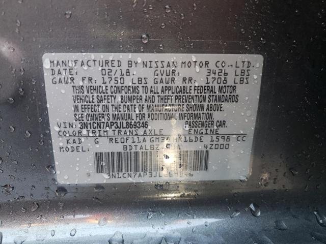 Photo 10 from auction – 2018 NISSAN VERSA S with VIN 3N1CN7AP3JL869346