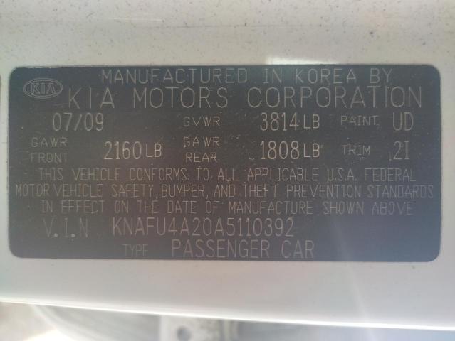 Photo 10 from auction – 2010 KIA FORTE EX with VIN KNAFU4A20A5110392