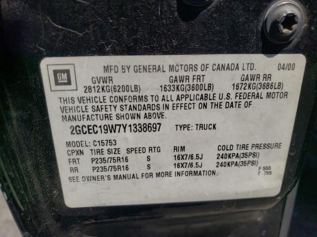 Photo 10 from auction – 2000 CHEVROLET SILVERADO with VIN 2GCEC19W7Y1338697