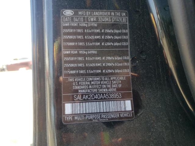 Photo 10 from auction – 2010 LAND ROVER LR4 HSE LU with VIN SALAK2D40AA538953