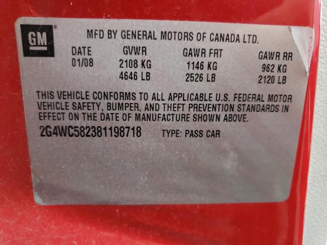 Photo 10 from auction – 2008 BUICK LACROSSE C with VIN 2G4WC582381198718