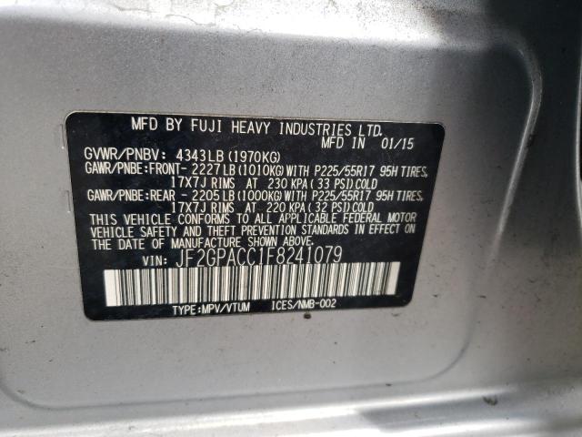 Photo 10 from auction – 2015 SUBARU XV CROSSTR with VIN JF2GPACC1F8241079