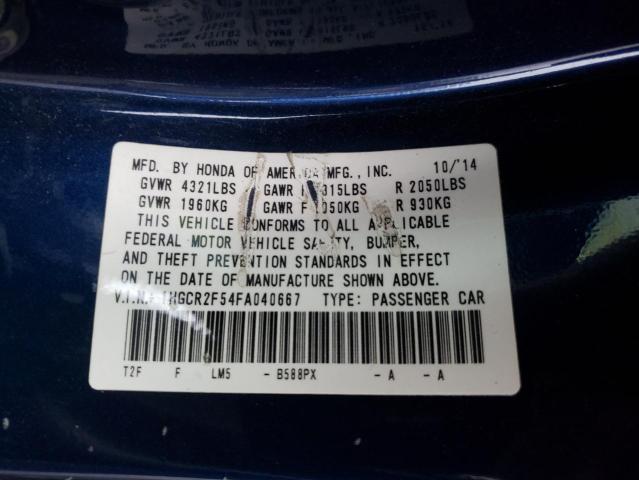 Photo 10 from auction – 2015 HONDA ACCORD SPO with VIN 1HGCR2F54FA040667