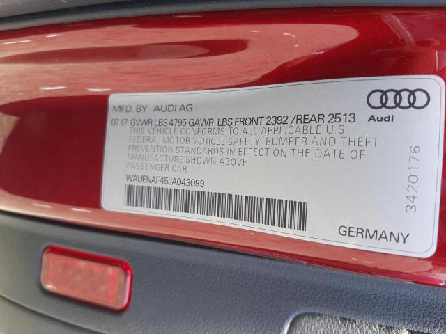 Photo 10 from auction – 2018 AUDI A4 PREMIUM with VIN WAUENAF45JA043099