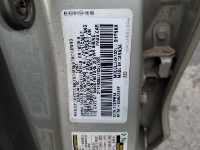 Photo 10 from auction – 2004 TOYOTA COROLLA MA with VIN 2T1KR38E64C267655