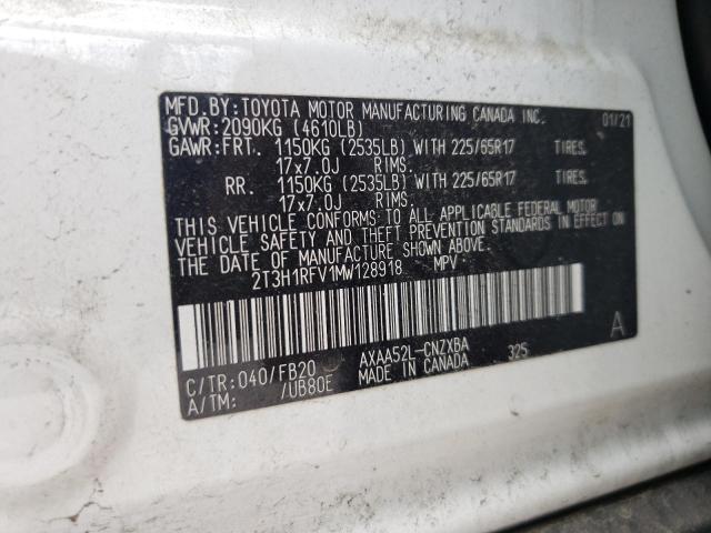 Photo 10 from auction – 2021 TOYOTA RAV4 LE with VIN 2T3H1RFV1MW128918