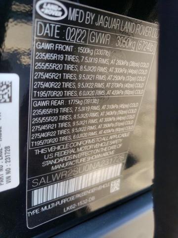 Photo 10 from auction – 2022 LAND ROVER RANGE ROVE with VIN SALWR2SU0NA231728