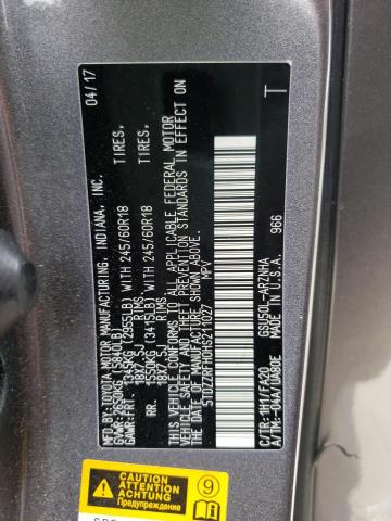 Photo 10 from auction – 2017 TOYOTA HIGHLANDER with VIN 5TDZZRFH0HS211027