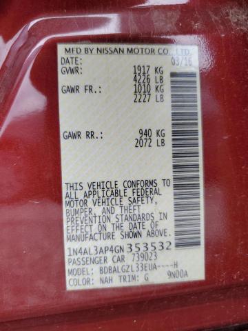 Photo 10 from auction – 2016 NISSAN ALTIMA 2.5 with VIN 1N4AL3AP4GN353532