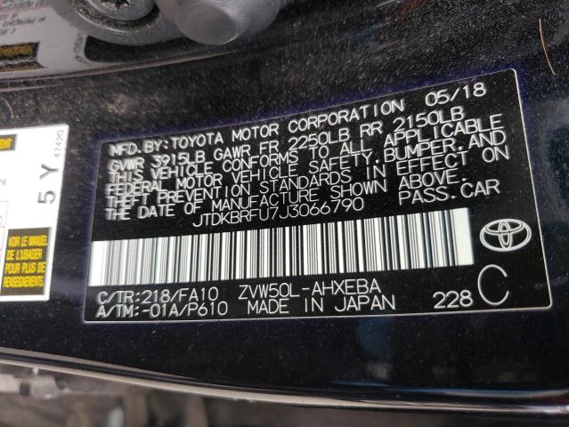 Photo 10 from auction – 2018 TOYOTA PRIUS with VIN JTDKBRFU7J3066790
