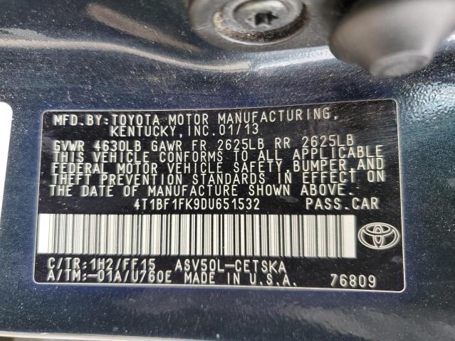 Photo 10 from auction – 2013 TOYOTA CAMRY L with VIN 4T1BF1FK9DU651532