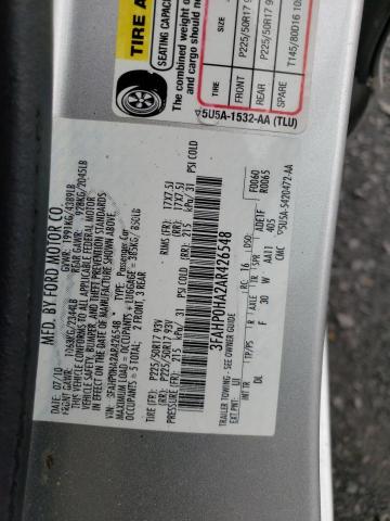 Photo 10 from auction – 2010 FORD FUSION SE with VIN 3FAHP0HA2AR426548