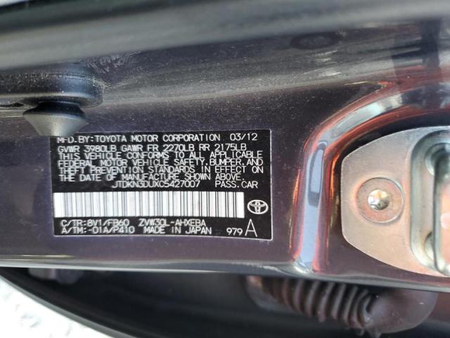 Photo 10 from auction – 2012 TOYOTA PRIUS with VIN JTDKN3DUXC5427007