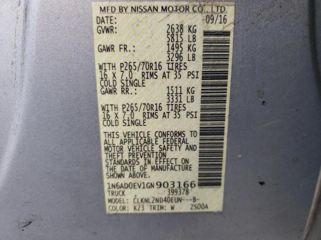 Photo 10 from auction – 2016 NISSAN FRONTIER S with VIN 1N6AD0EV1GN903166