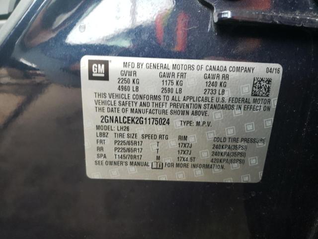 Photo 10 from auction – 2016 CHEVROLET EQUINOX LT with VIN 2GNALCEK2G1175024
