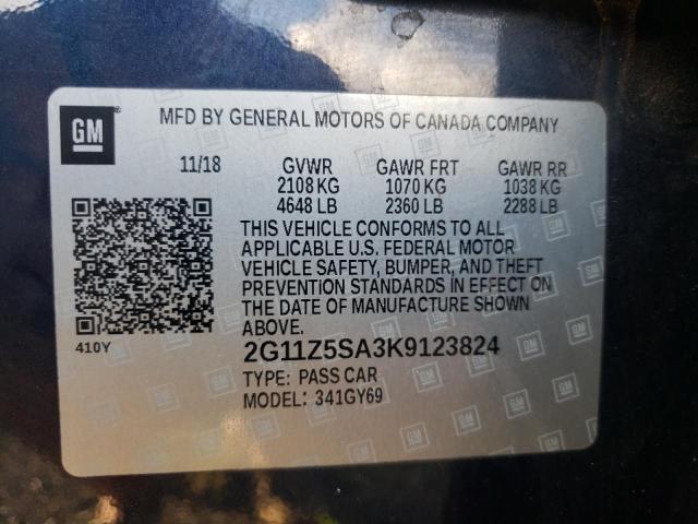 Photo 10 from auction – 2019 CHEVROLET IMPALA LT with VIN 2G11Z5SA3K9123824