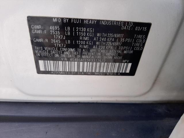 Photo 10 from auction – 2015 SUBARU OUTBACK 2. with VIN 4S4BSACC5F3312672