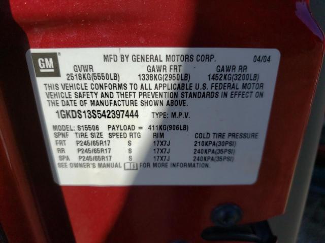 Photo 10 from auction – 2004 GMC ENVOY with VIN 1GKDS13S542397444