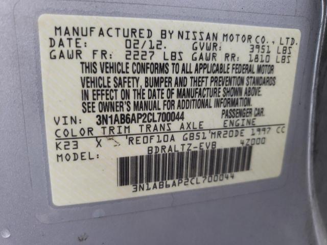Photo 10 from auction – 2012 NISSAN SENTRA 2.0 with VIN 3N1AB6AP2CL700044