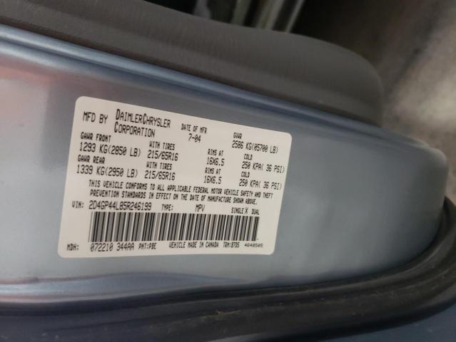 Photo 10 from auction – 2005 DODGE GRAND CARA with VIN 2D4GP44L85R246199