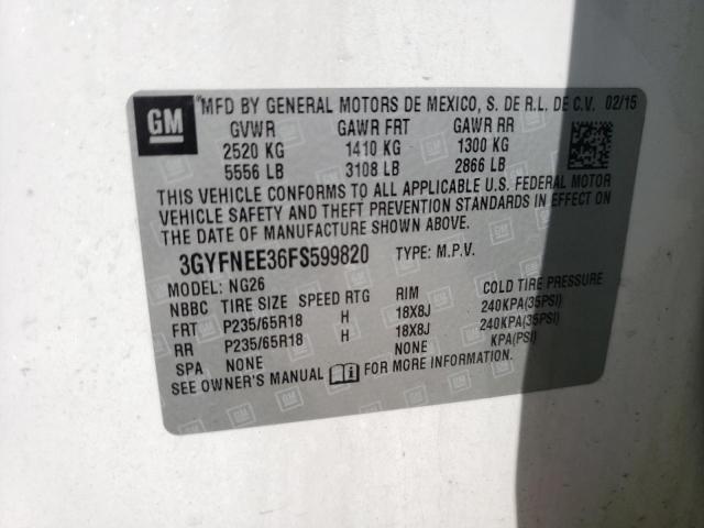 Photo 10 from auction – 2015 CADILLAC SRX LUXURY with VIN 3GYFNEE36FS599820