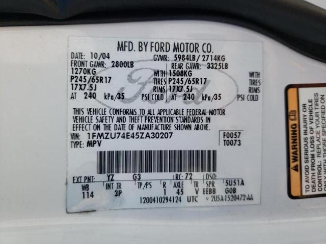 Photo 10 from auction – 2005 FORD EXPLORER E with VIN 1FMZU74E45ZA30207