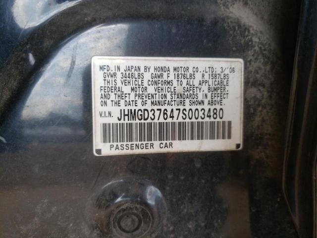 Photo 10 from auction – 2007 HONDA FIT S with VIN JHMGD37647S003480
