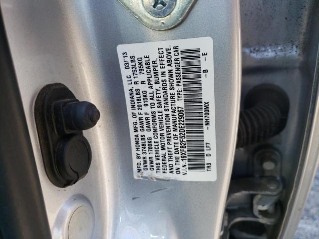 Photo 10 from auction – 2013 HONDA CIVIC LX with VIN 19XFB2F52DE229067