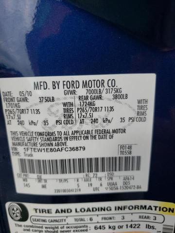 Photo 10 from auction – 2010 FORD F150 SUPER with VIN 1FTEW1E80AFC36879