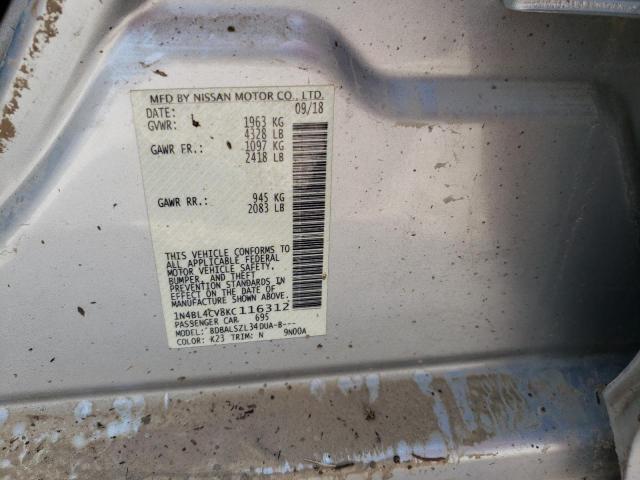 Photo 10 from auction – 2019 NISSAN ALTIMA SR with VIN 1N4BL4CV8KC116312