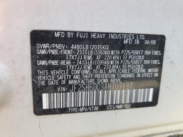 Photo 10 from auction – 2010 SUBARU FORESTER 2 with VIN JF2SH6DC3AH707137