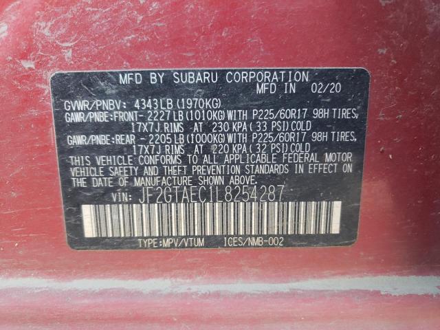Photo 10 from auction – 2020 SUBARU CROSSTREK with VIN JF2GTAEC1L8254287