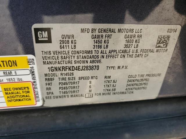 Photo 10 from auction – 2014 CHEVROLET TRAVERSE L with VIN 1GNKRFKD4EJ283870