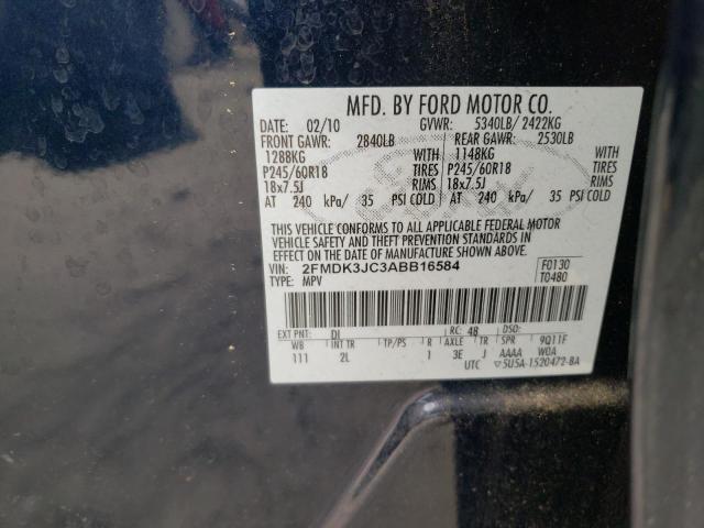 Photo 10 from auction – 2010 FORD EDGE SEL with VIN 2FMDK3JC3ABB16584