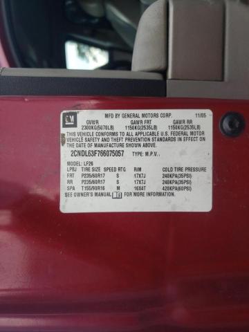 Photo 10 from auction – 2006 CHEVROLET EQUINOX LT with VIN 2CNDL63F766075057